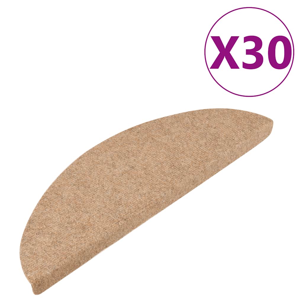 vidaXL Stufenmatten Selbstklebend 30 Stk. Beige 56x17x3 cm