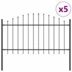 vidaXL Gartenzaun 5 pcs Grau 170 x 140 cm Pulverbeschichteter Stahl