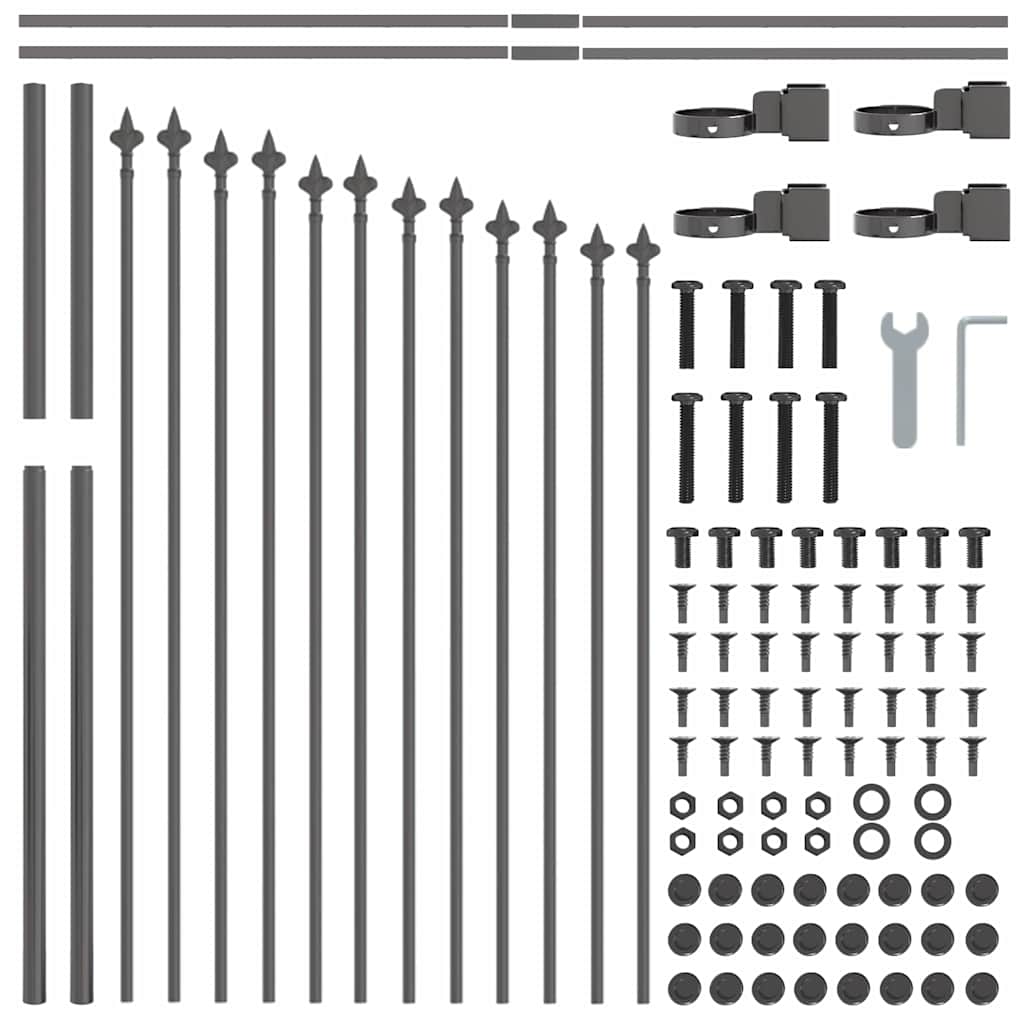 vidaXL Gartenzaun 5 pcs Grau 170 x 140 cm Pulverbeschichteter Stahl