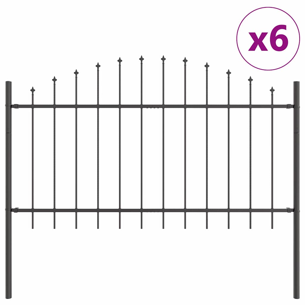 vidaXL Gartenzaun 6 pcs Grau 170 x 140 cm Pulverbeschichteter Stahl