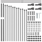 vidaXL Gartenzaun 6 pcs Grau 170 x 140 cm Pulverbeschichteter Stahl