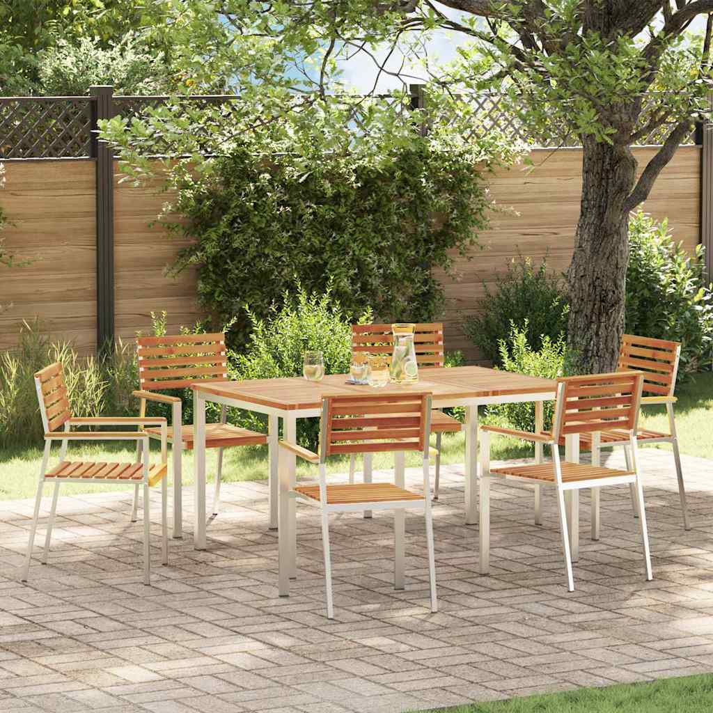 vidaXL Garten Essgruppe 7 pcs Braun Massivholz Akazie