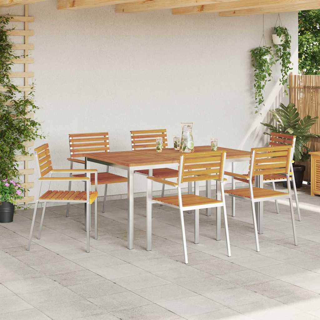 vidaXL Garten Essgruppe 7 pcs Braun Massivholz Akazie