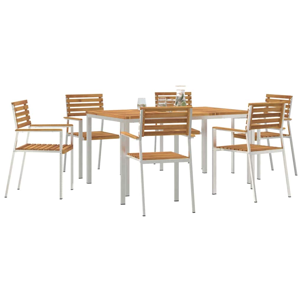 vidaXL Garten Essgruppe 7 pcs Braun Massivholz Akazie