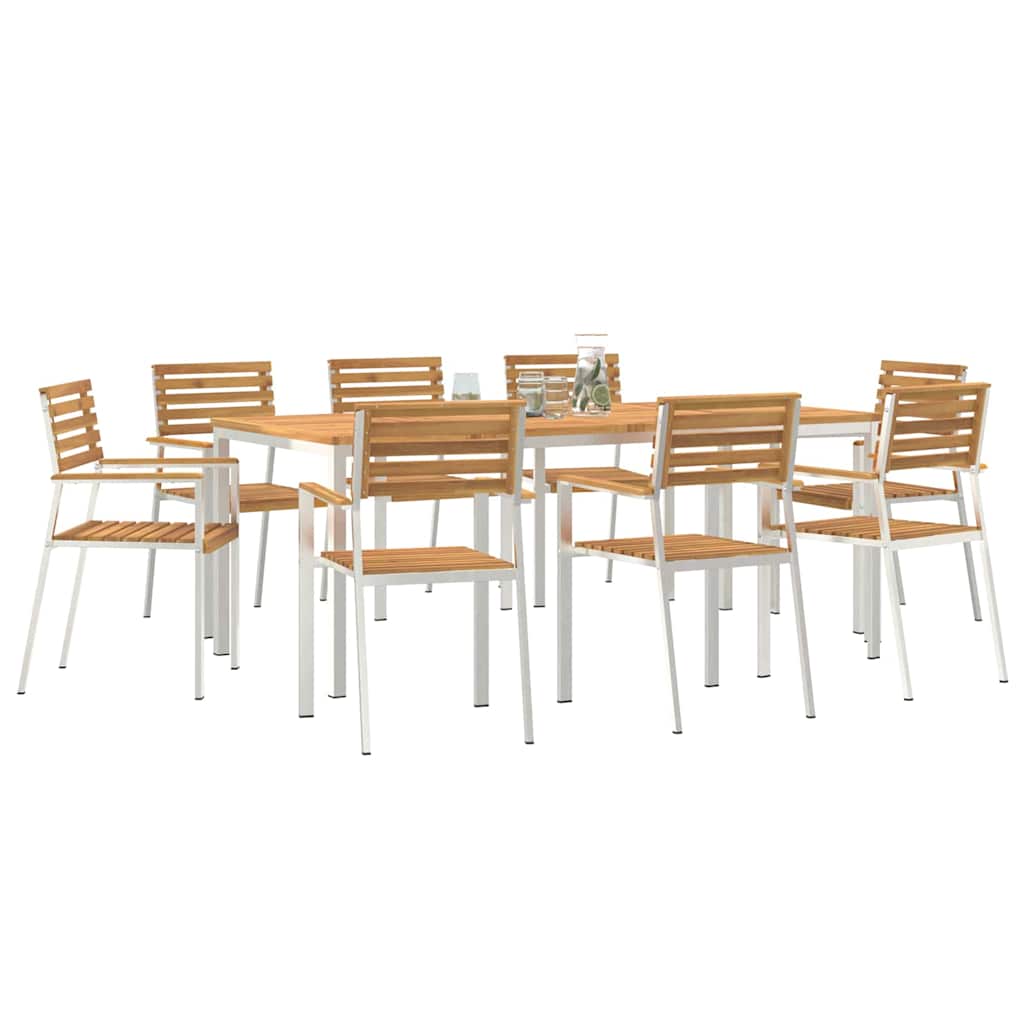 vidaXL Garten Essgruppe 9 pcs Braun Massivholz Akazie