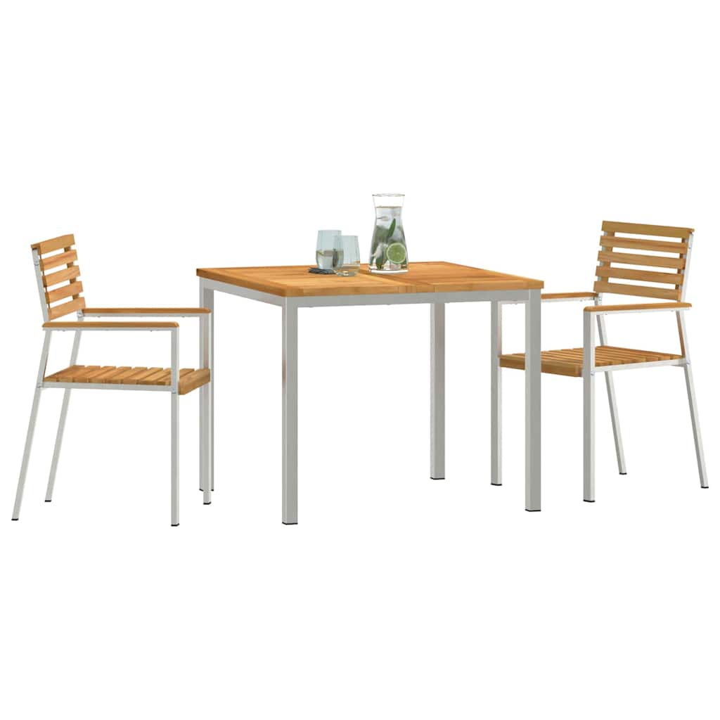 vidaXL Garten Essgruppe 3 pcs Braun Massivholz Teak