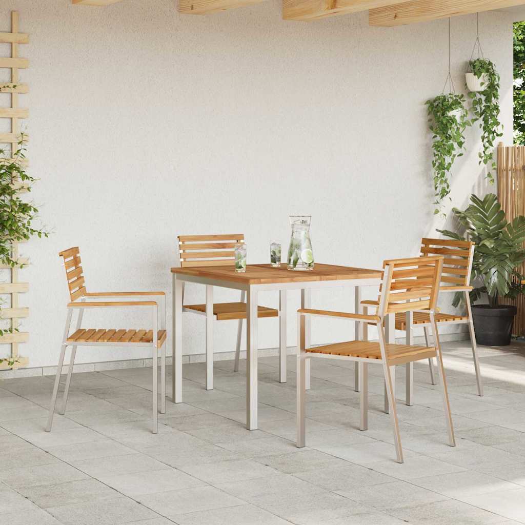 vidaXL Garten Essgruppe 5 pcs Braun Massivholz Teak