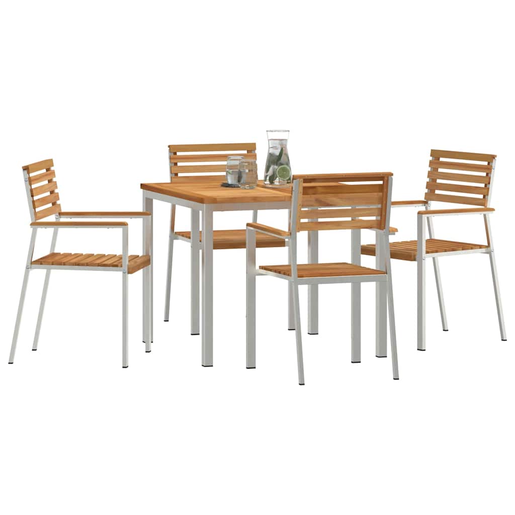 vidaXL Garten Essgruppe 5 pcs Braun Massivholz Teak