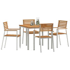 vidaXL Garten Essgruppe 5 pcs Braun Massivholz Teak