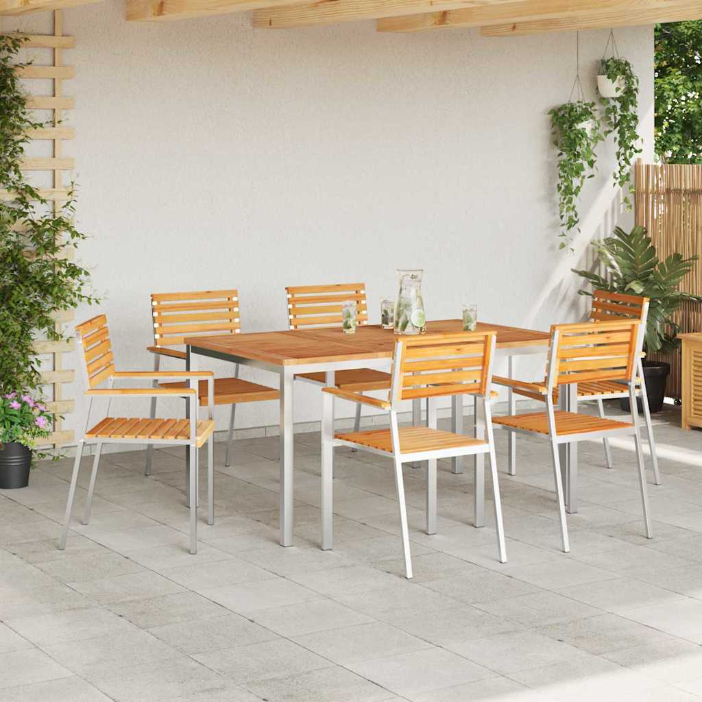 vidaXL Garten Essgruppe 7 pcs Braun Massivholz Teak
