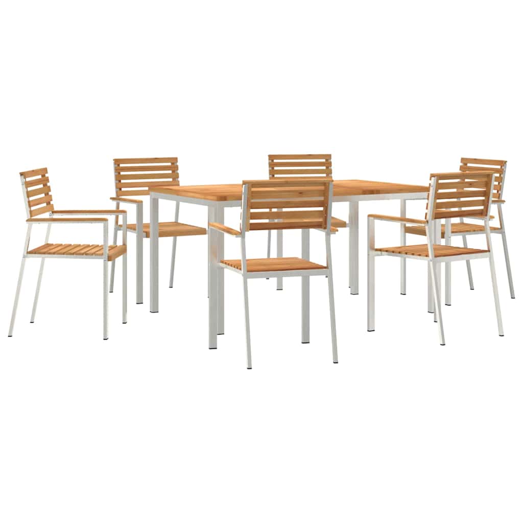 vidaXL Garten Essgruppe 7 pcs Braun Massivholz Teak