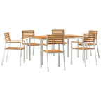 vidaXL Garten Essgruppe 7 pcs Braun Massivholz Teak
