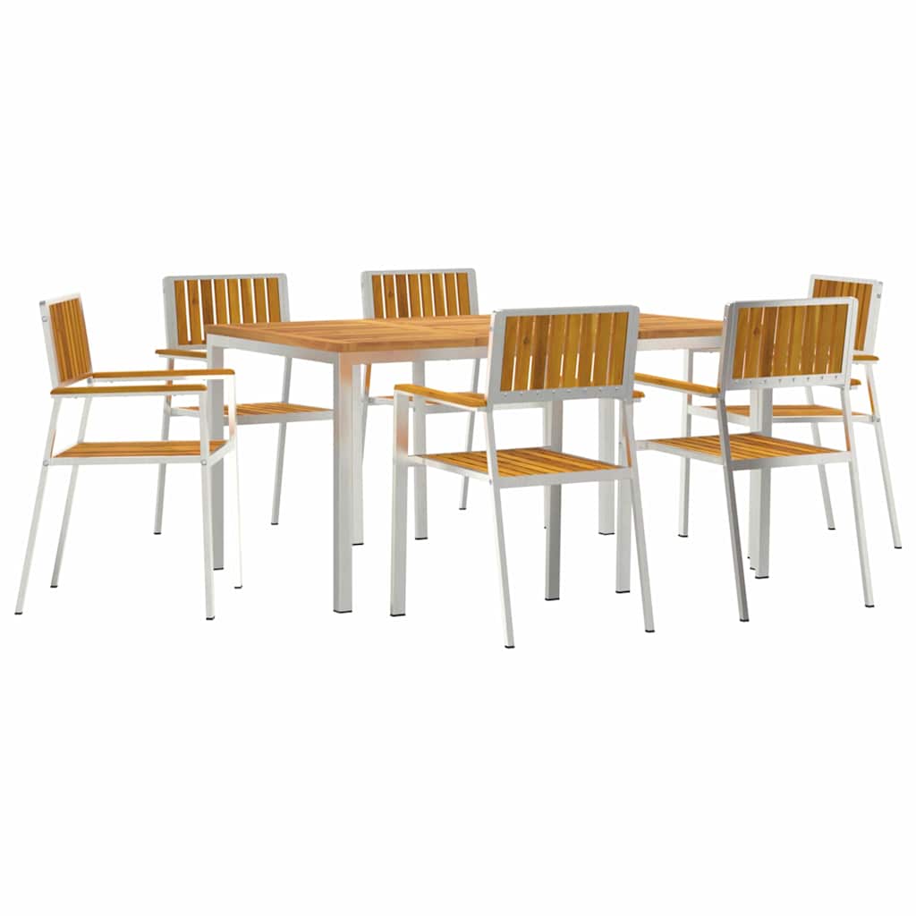 vidaXL Outdoortisch-Set 7 pcs Braun Massivholz Akazie