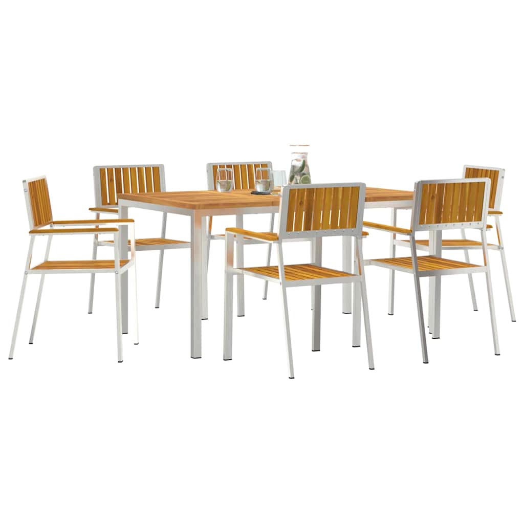 vidaXL Outdoortisch-Set 7 pcs Braun Massivholz Akazie