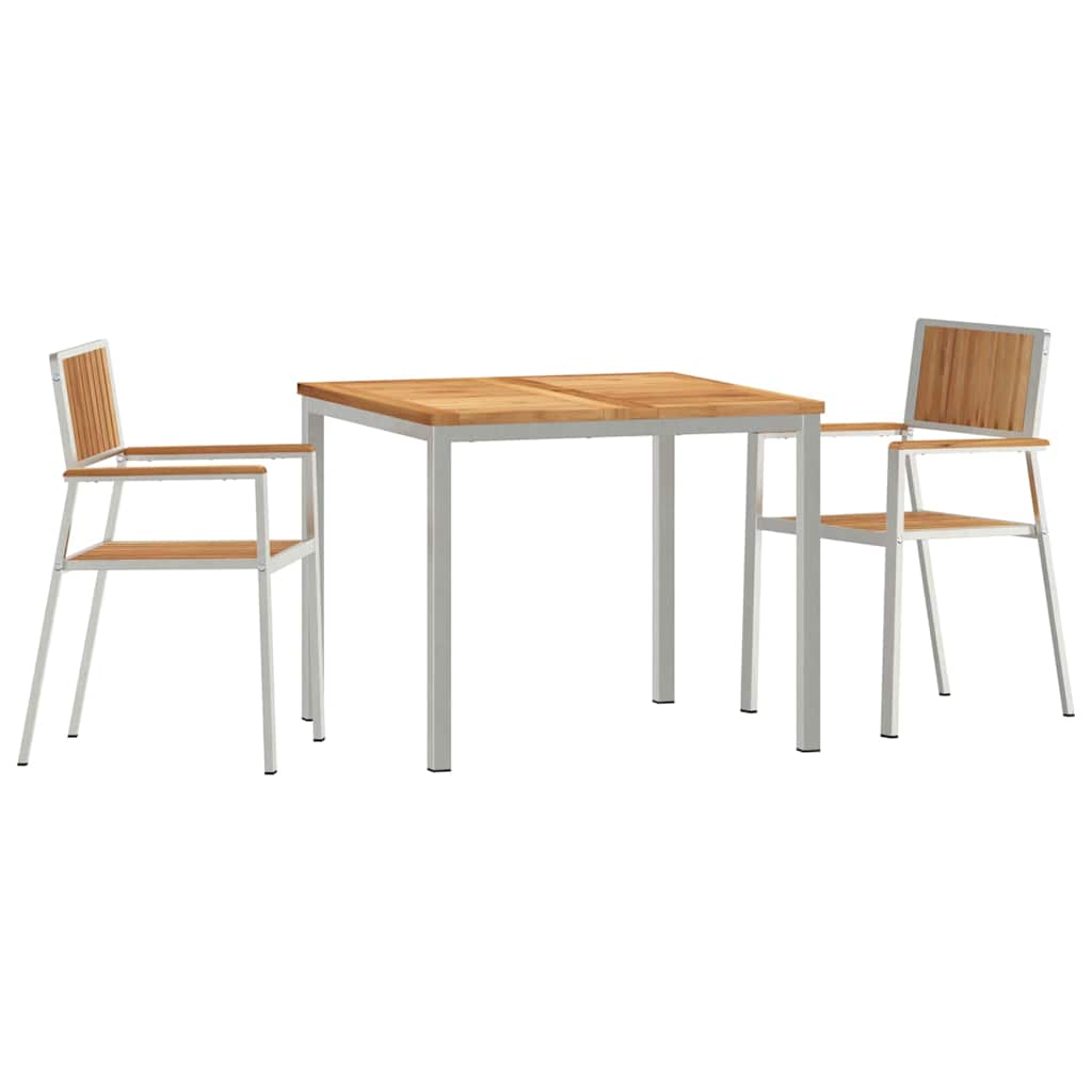 vidaXL Outdoortisch-Set 3 pcs Braun Massivholz Teak