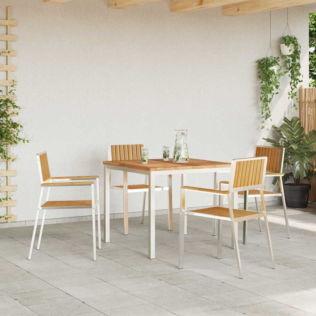 vidaXL Outdoortisch-Set 5 pcs Braun Massivholz Teak