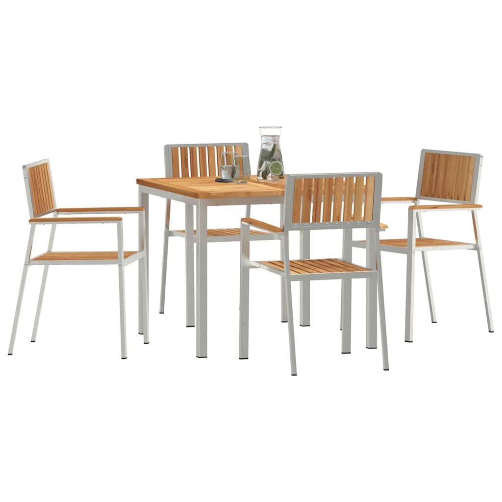 vidaXL Outdoortisch-Set 5 pcs Braun Massivholz Teak