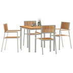 vidaXL Outdoortisch-Set 5 pcs Braun Massivholz Teak