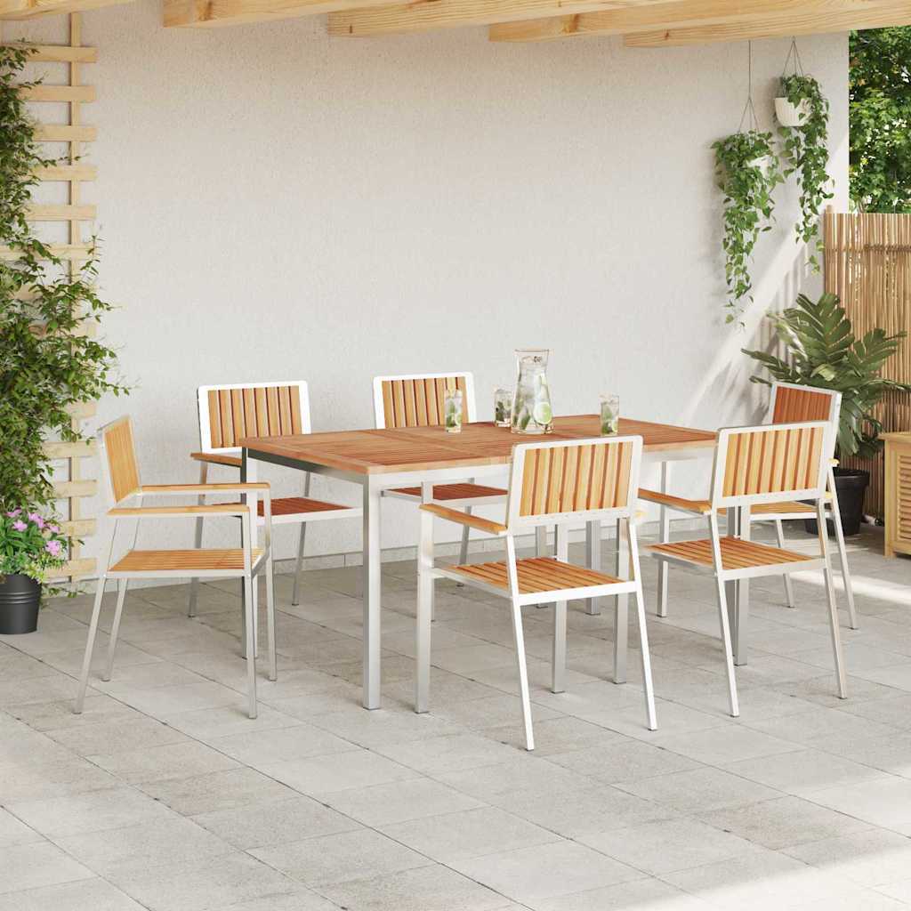 vidaXL Outdoortisch-Set 7 pcs Braun Massivholz Teak