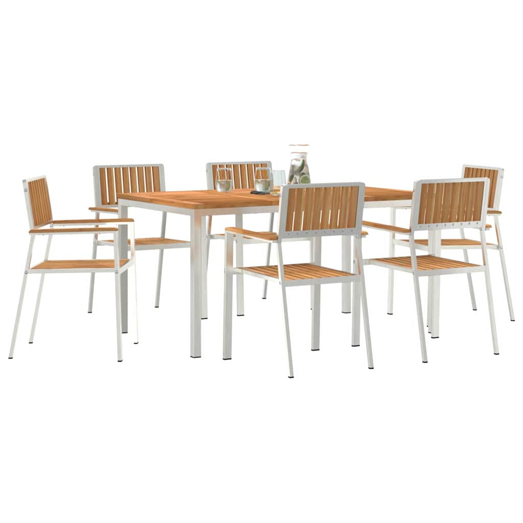 vidaXL Outdoortisch-Set 7 pcs Braun Massivholz Teak