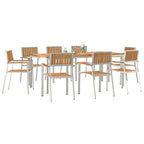 vidaXL Outdoortisch-Set 9 pcs Braun Massivholz Teak