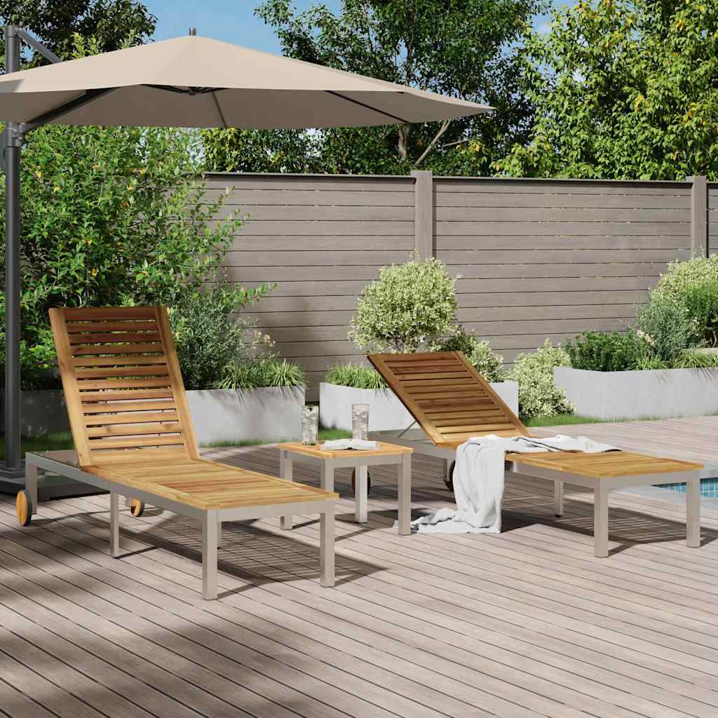 vidaXL Liege 2-Person 3 pcs Braun Massivholz Akazie