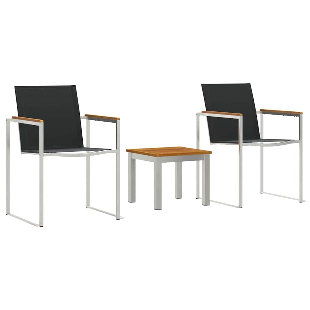 vidaXL Garten Essgruppe 3 pcs Braun und Schwarz Massivholz Akazie