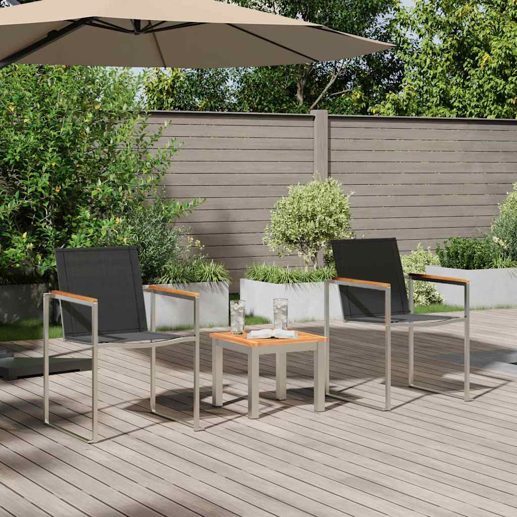vidaXL Garten Essgruppe 3 pcs Braun und Schwarz Massivholz Teak