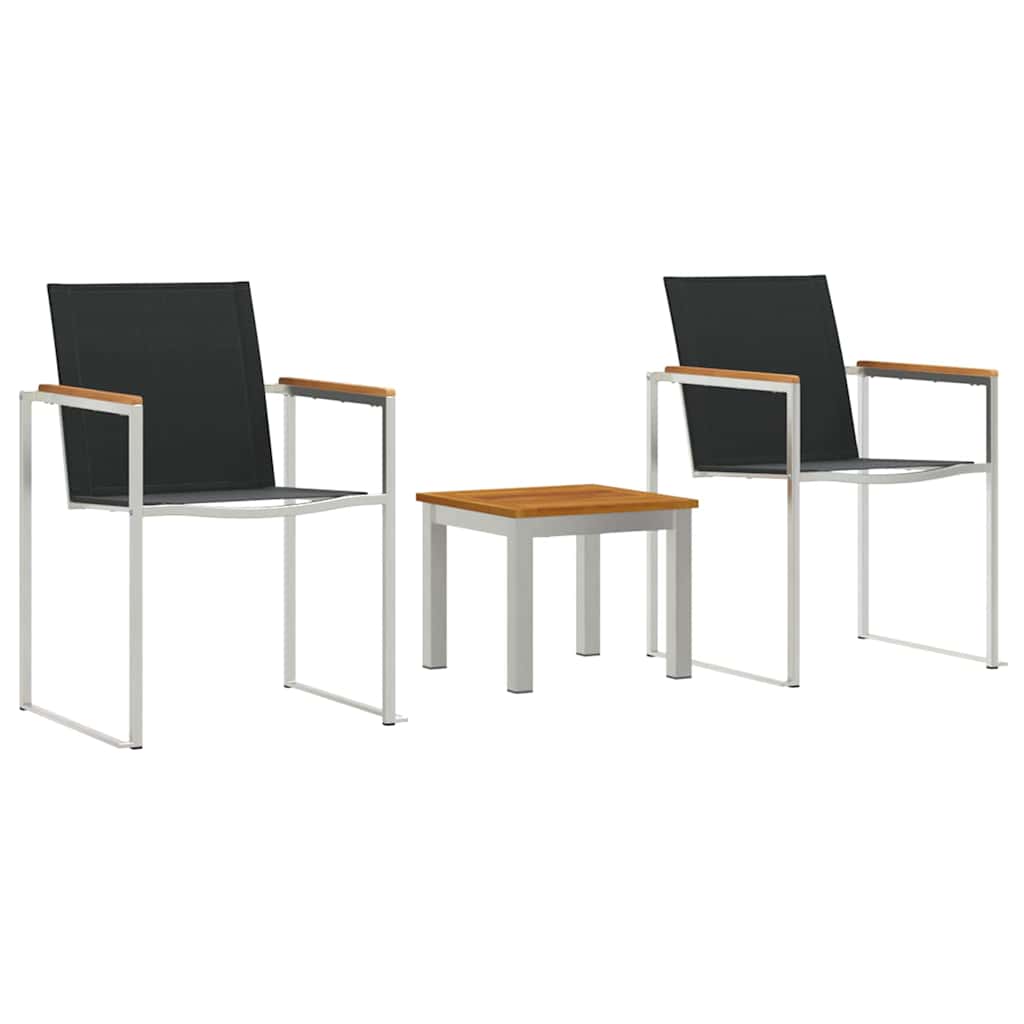 vidaXL Garten Essgruppe 3 pcs Braun und Schwarz Massivholz Teak