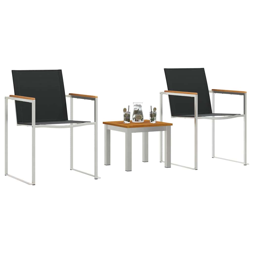 vidaXL Garten Essgruppe 3 pcs Braun und Schwarz Massivholz Teak