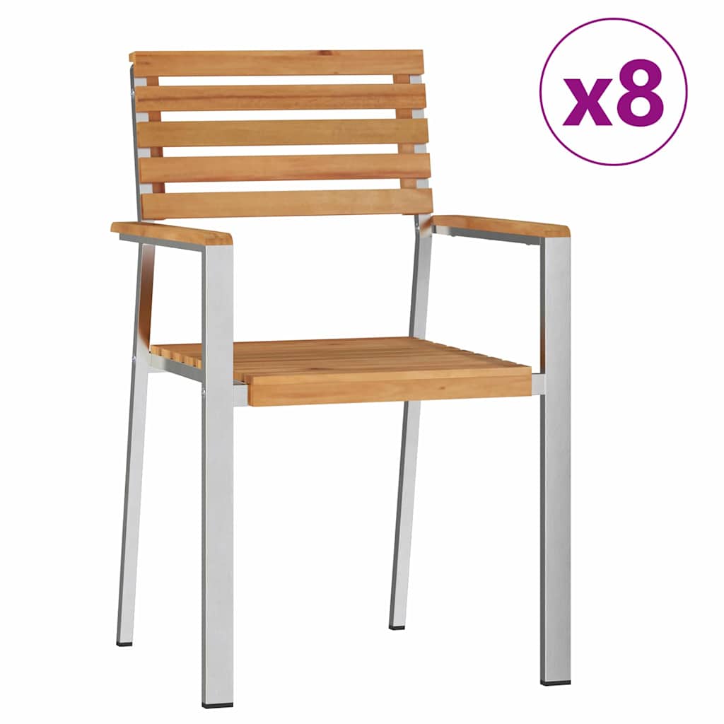 vidaXL Gartenstuhl 8 pcs Öl-Natur 56 x 54,5 x 87 cm Massivholz Teak