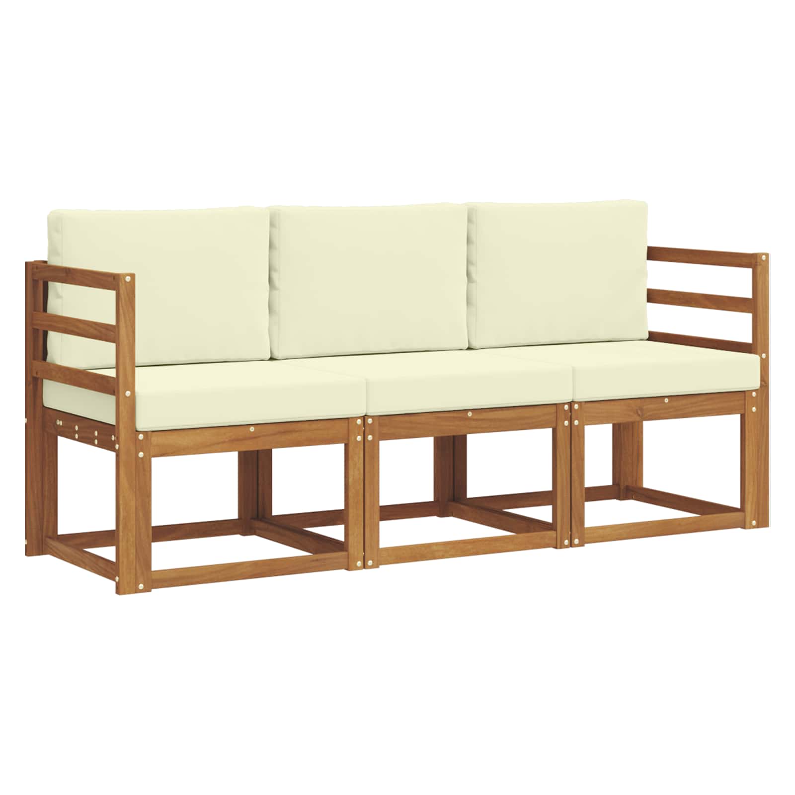vidaXL Outdoor-Sofagarnitur mit Kissen 3 pcs Natur und Creme