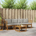 vidaXL Outdoor-Sofagarnitur mit Kissen 5 pcs Natürlich und Hellgrau
