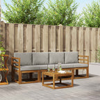 vidaXL Outdoor-Sofagarnitur mit Kissen 5 pcs Natürlich und Hellgrau