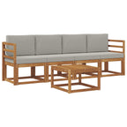 vidaXL Outdoor-Sofagarnitur mit Kissen 5 pcs Natürlich und Hellgrau