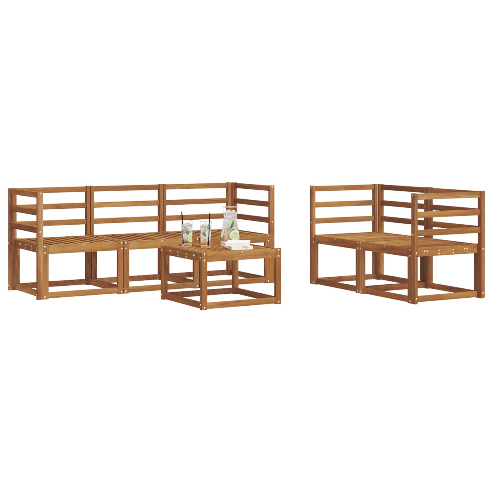 vidaXL Outdoor-Sofagarnitur 6 pcs Natur Massivholz Akazie