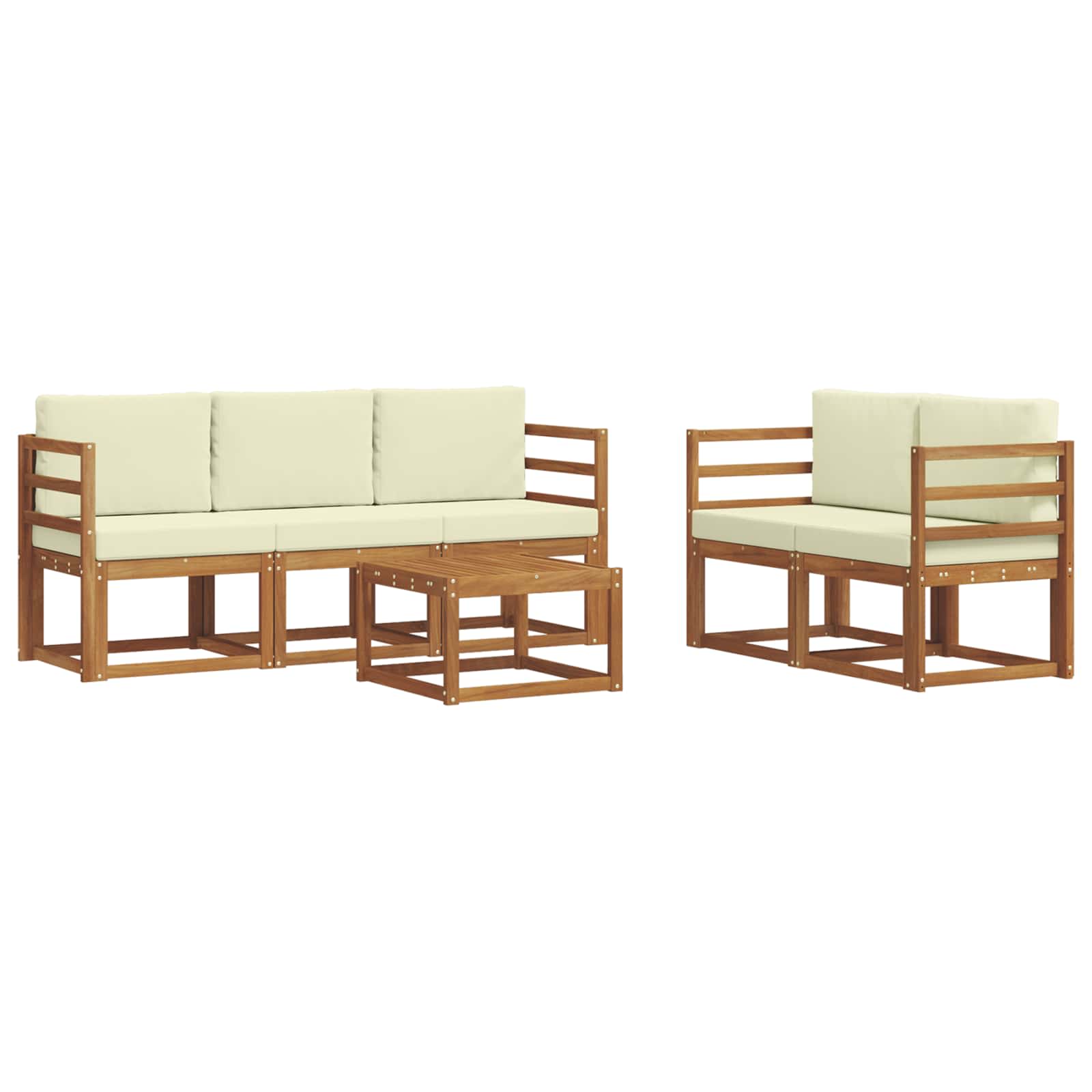 vidaXL Outdoor-Sofagarnitur mit Kissen 6 pcs Natur und Creme