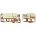 vidaXL Outdoor-Sofagarnitur mit Kissen 6 pcs Natur und Creme
