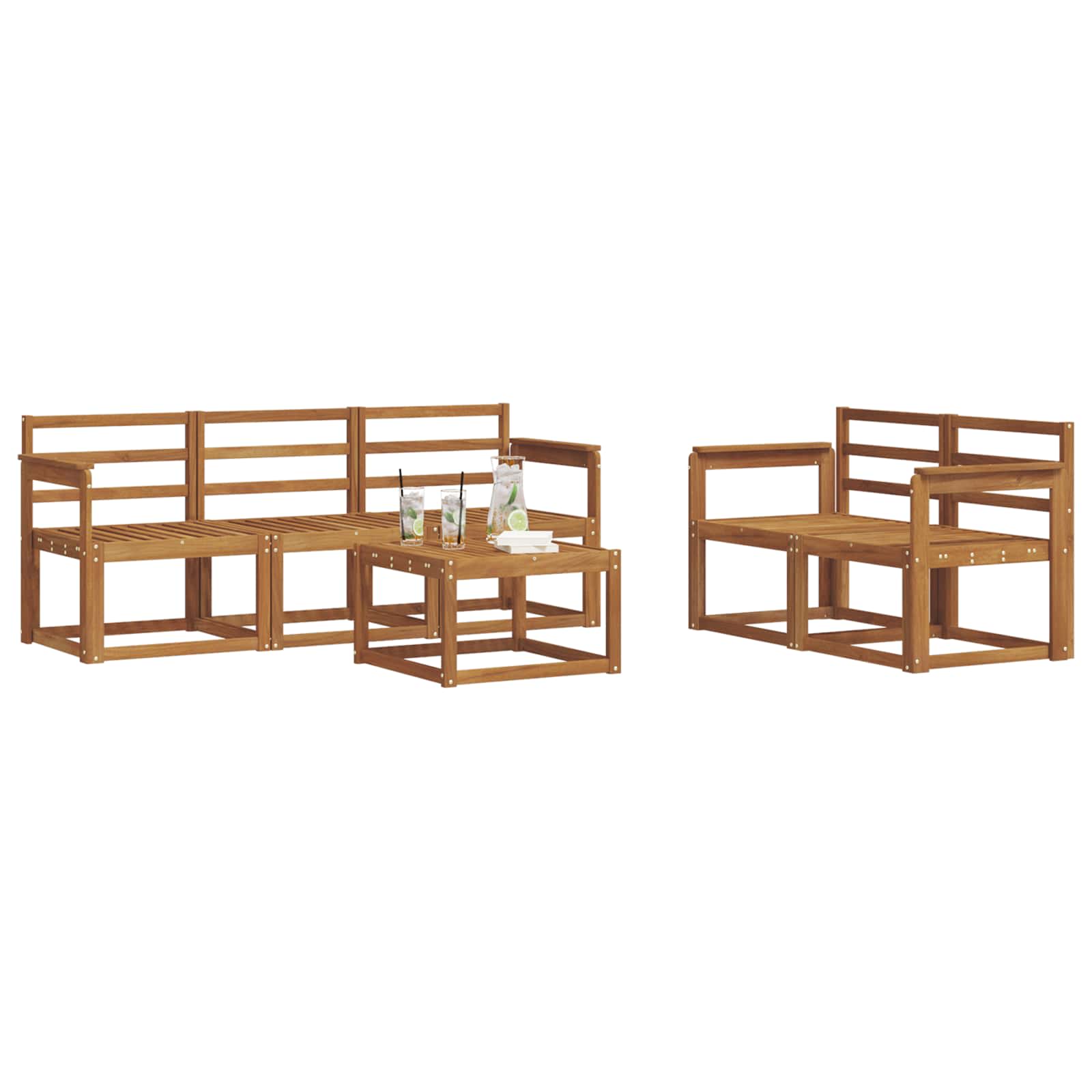 vidaXL Outdoor-Sofagarnitur 6 pcs Natur