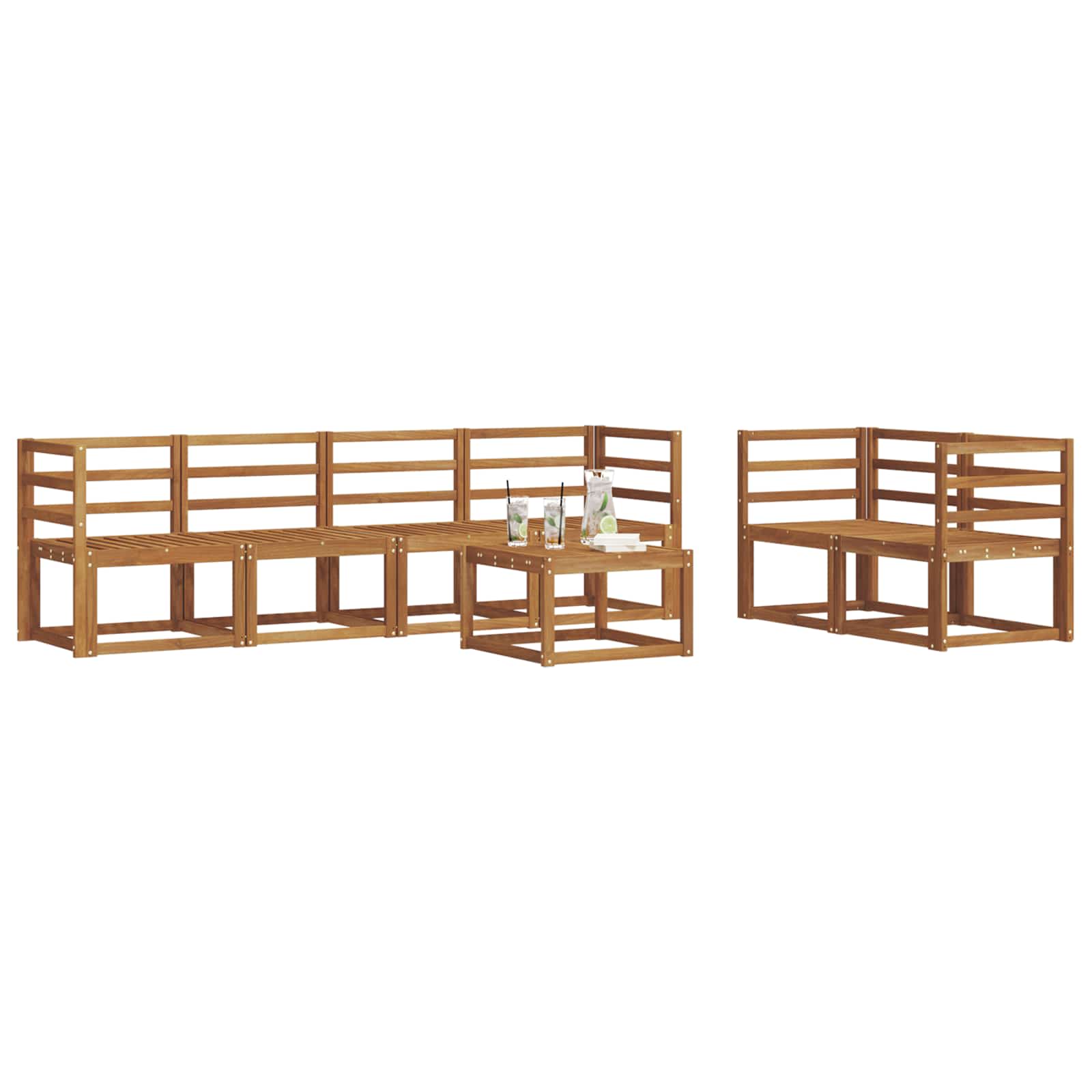 vidaXL Outdoor-Sofagarnitur 7 pcs Natur