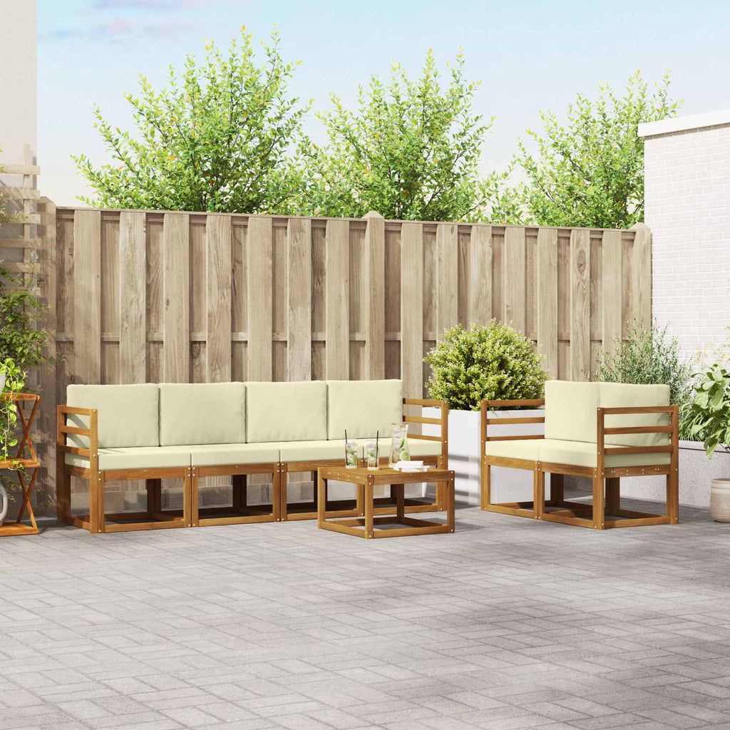 vidaXL Outdoor-Sofagarnitur mit Kissen 7 pcs Natur und Creme
