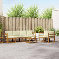 vidaXL Outdoor-Sofagarnitur mit Kissen 7 pcs Natur und Creme