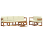 vidaXL Outdoor-Sofagarnitur mit Kissen 7 pcs Natur und Creme