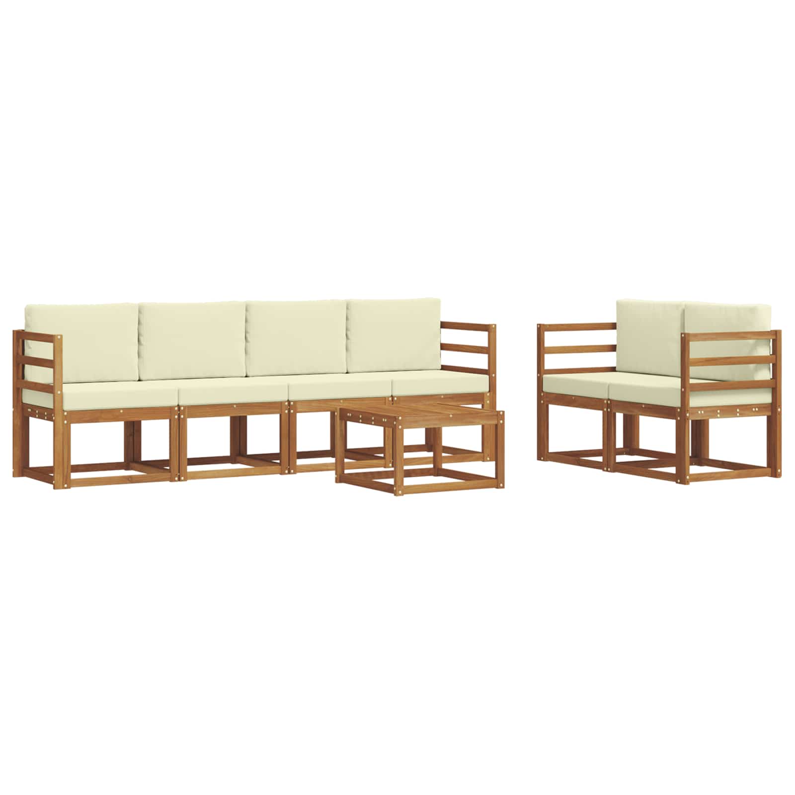 vidaXL Outdoor-Sofagarnitur mit Kissen 7 pcs Natur und Creme