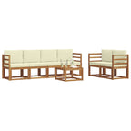 vidaXL Outdoor-Sofagarnitur mit Kissen 7 pcs Natur und Creme