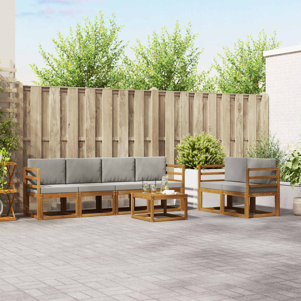 vidaXL Outdoor-Sofagarnitur 7 pcs Natürlich und Hellgrau