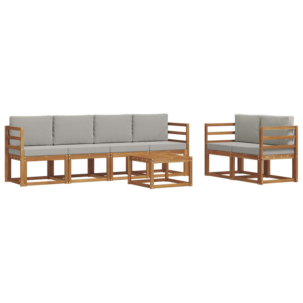 vidaXL Outdoor-Sofagarnitur 7 pcs Natürlich und Hellgrau