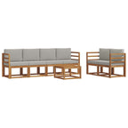 vidaXL Outdoor-Sofagarnitur 7 pcs Natürlich und Hellgrau