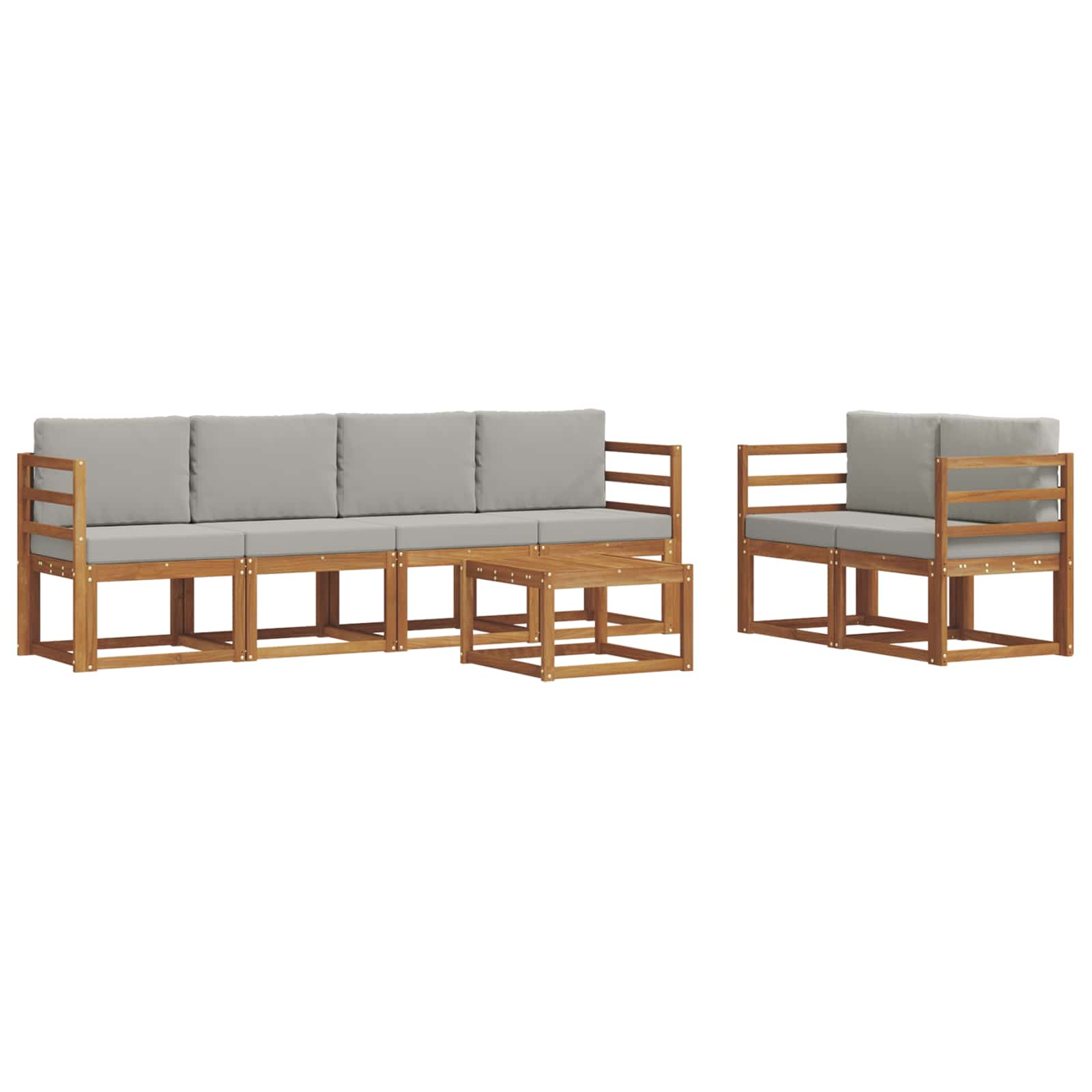vidaXL Outdoor-Sofagarnitur 7 pcs Natürlich und Hellgrau