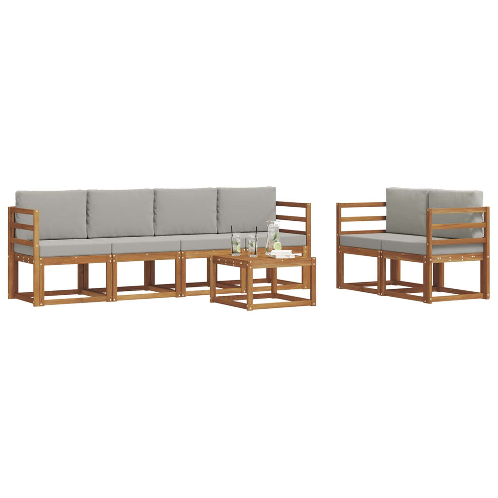 vidaXL Outdoor-Sofagarnitur 7 pcs Natürlich und Hellgrau